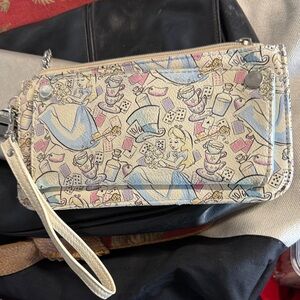 Disney Blue and Cream Alice Wristlet
